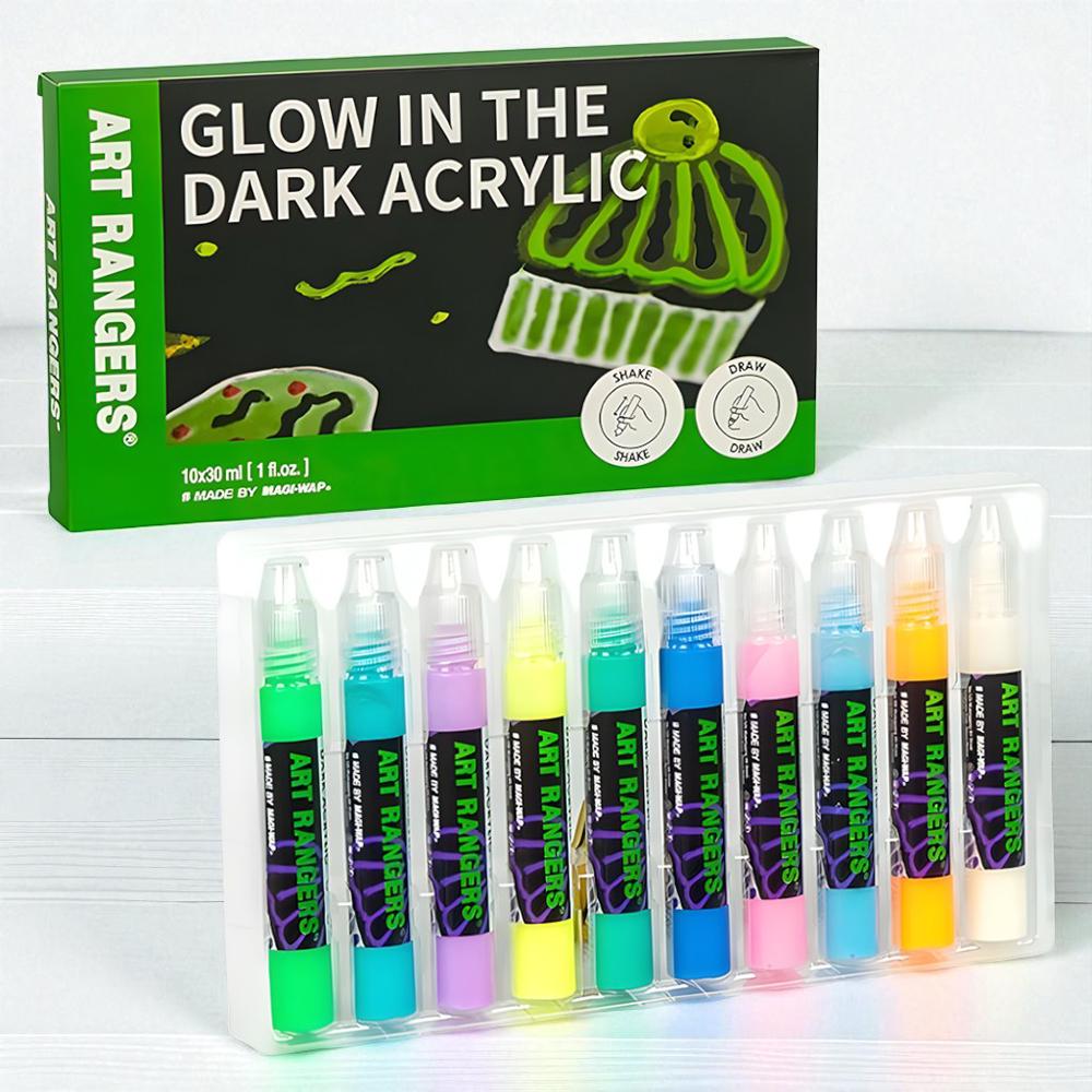 Акриловые краски люминесцентные для рисования Glow in the Dark 30 мл 10 цветов (37-122203)
