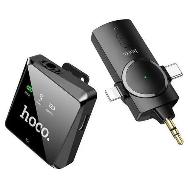 Микрофон петличка Hoco S31 Stream Wireless Microphone/Receiver 3in1 USB-C 3,5 мм/Lightning (2242899963)