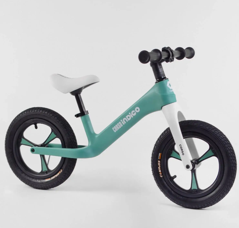 Беговел Corso Indigo нейлоновая рама и вилка надувные колеса Вид 2 Бирюзовый (D - 3416)