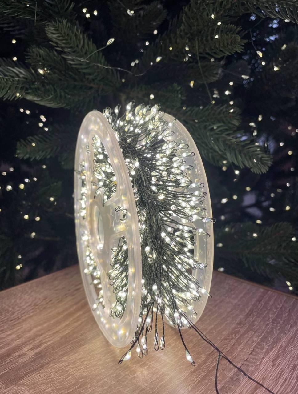 Гирлянда Мишура 30 м 900 LED Белый теплый/Зеленый провод (345) - фото 6