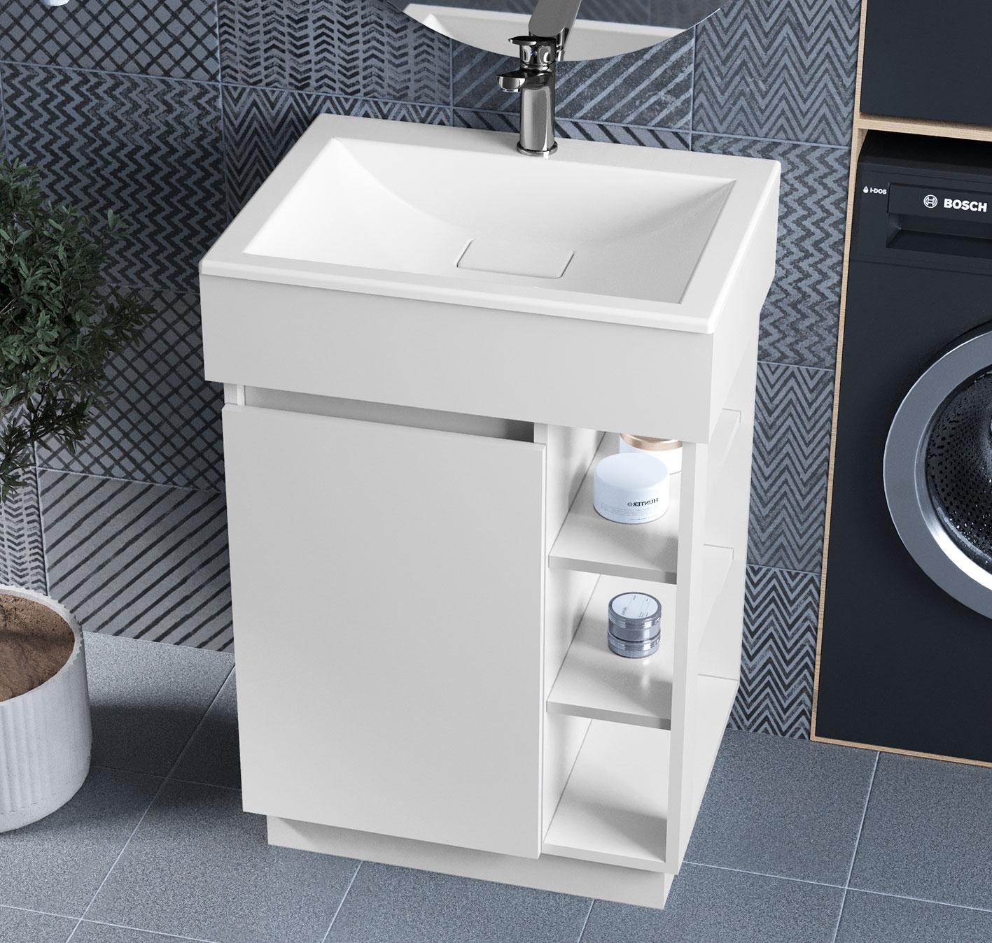 Тумба лакированная Luxor Idea 50 с умывальником Veo Low 50 (39330)