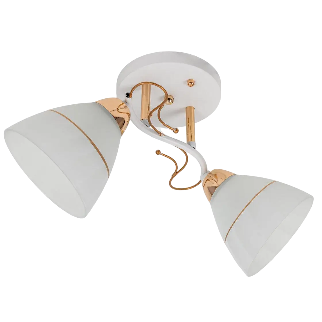 Люстра Svet с двумя плафонами с линией под лампу Е27 Золотой/Белый (SH-8087/2 WT+FG)