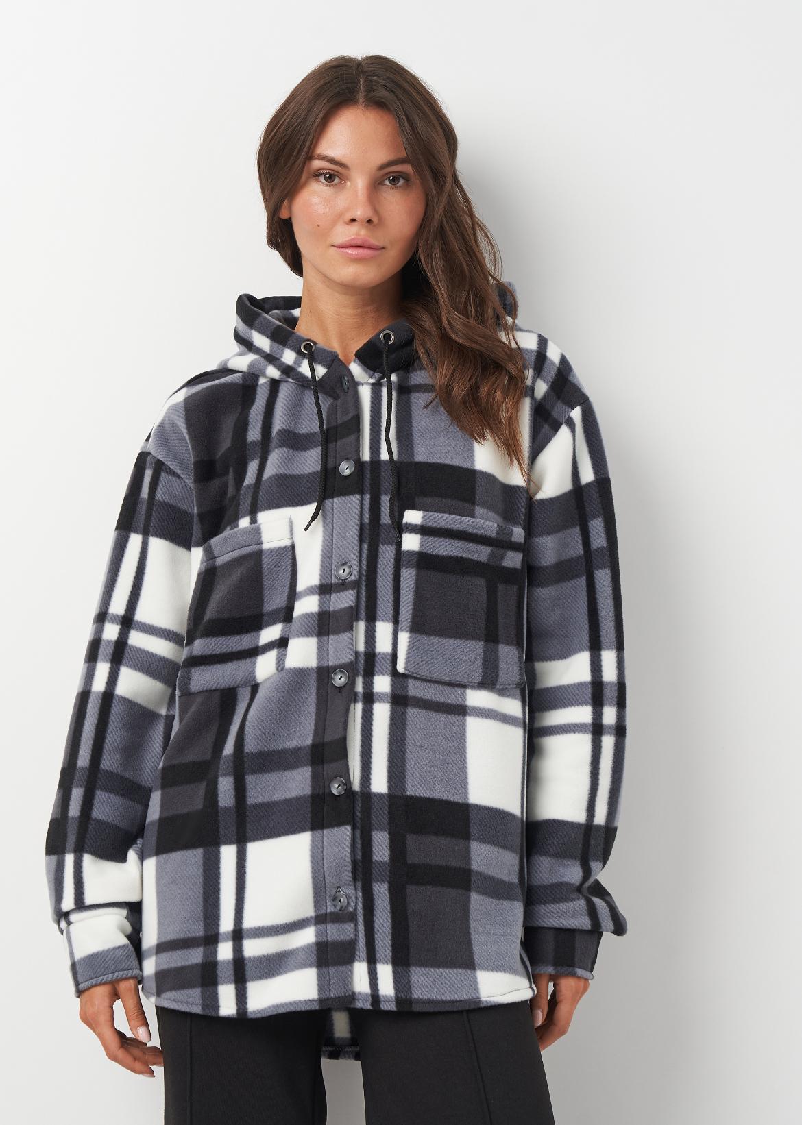 Рубашка женская Рони оверсайз утепленная р. 50 Черный (2288072874)