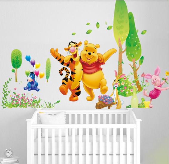Наклейка вінілова Мультяшні тварини Winnie the Pooh для дитячої кімнати 60х90 см - фото 3