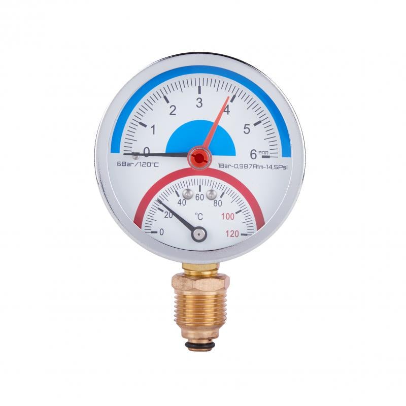 Термоманометр SD Plus 80 мм 1/2" нижнее подключение (SD1726B)