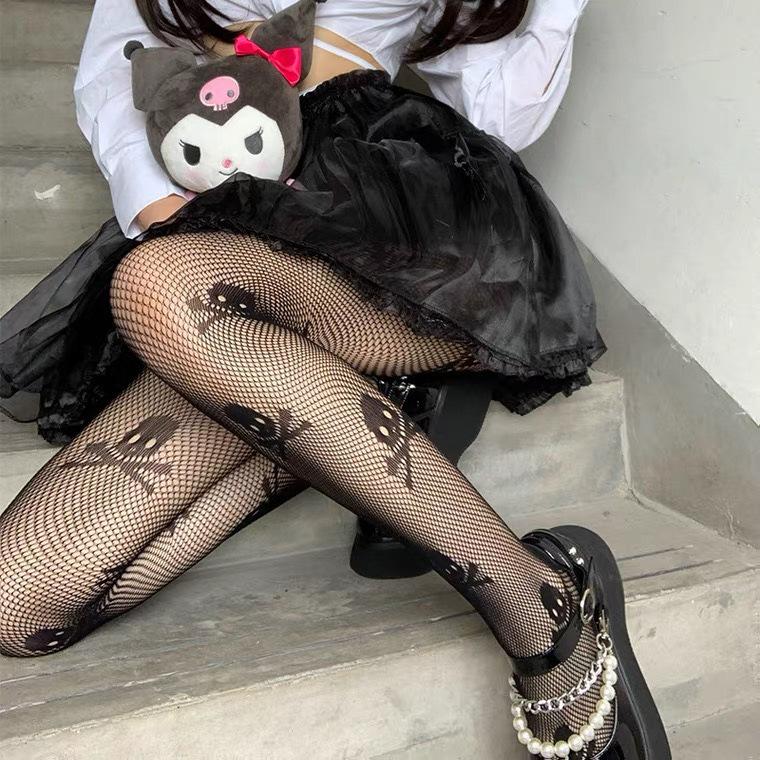 Колготы с черепами в сетку One Size Черный (38912) - фото 6