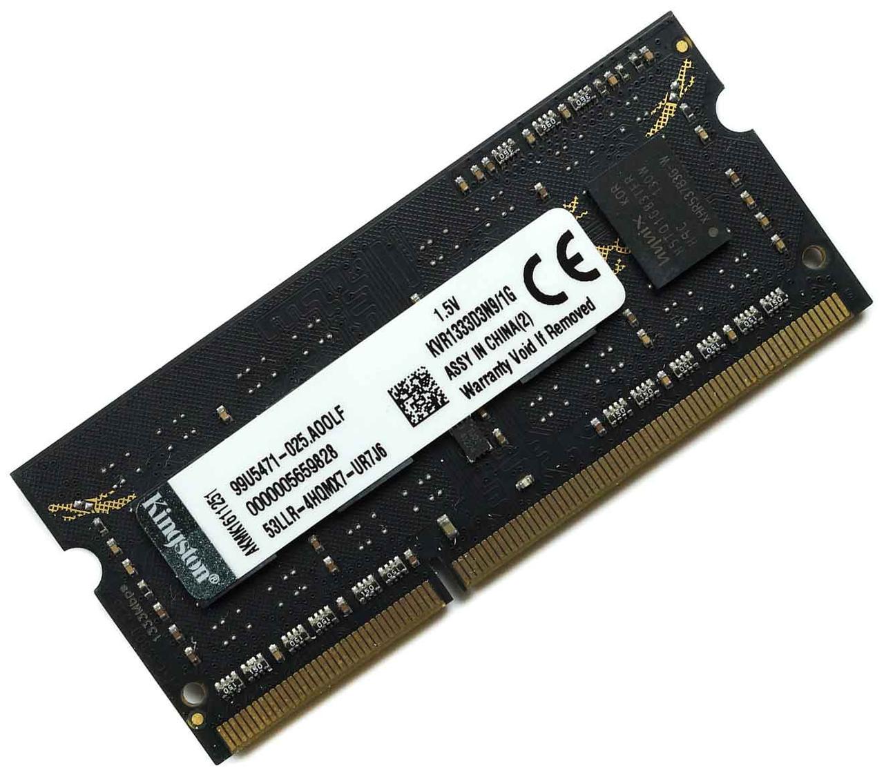 Оперативна пам'ять Kingston SODIMM DDR3 1GB 1333MHz, PC3-10600 (KVR1333D3N9/1G)