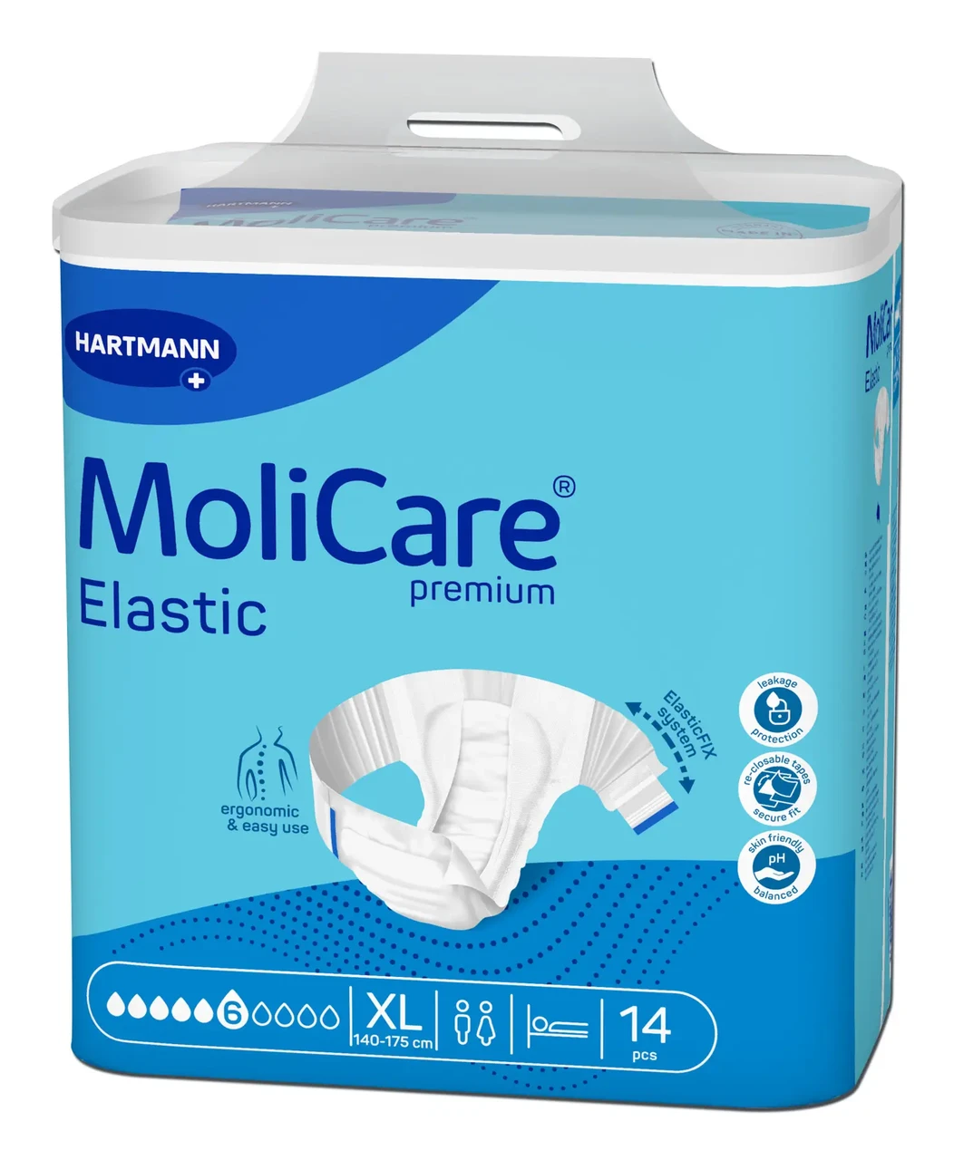 Подгузники для взрослых 6 капель MoliCare Premium Elastic XL 14 шт. (2145011994) - фото 4 Подгузники для взрослых 6 капель MoliCare Premium Elastic XL 14 шт. (2145011994) - фото 4