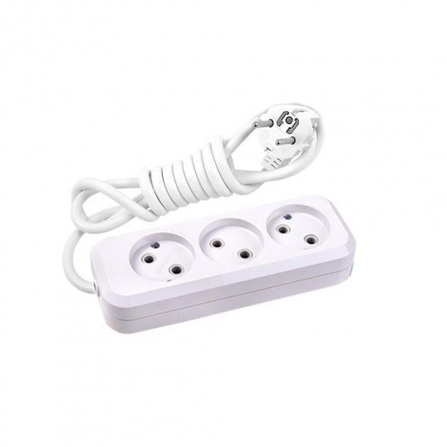 Подовжувач Lider 3 гнізда без заземлення 2 м Білий (LP16-312)