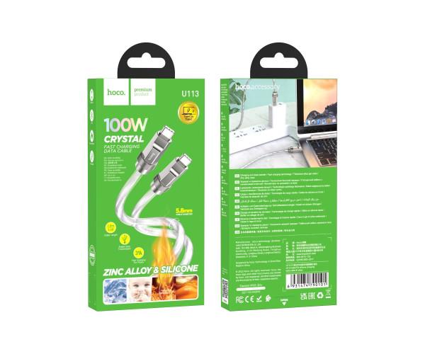 Кабель USB Hoco U113 Solid Silicone Type-C to Type-C 1 м Silver - фото 2