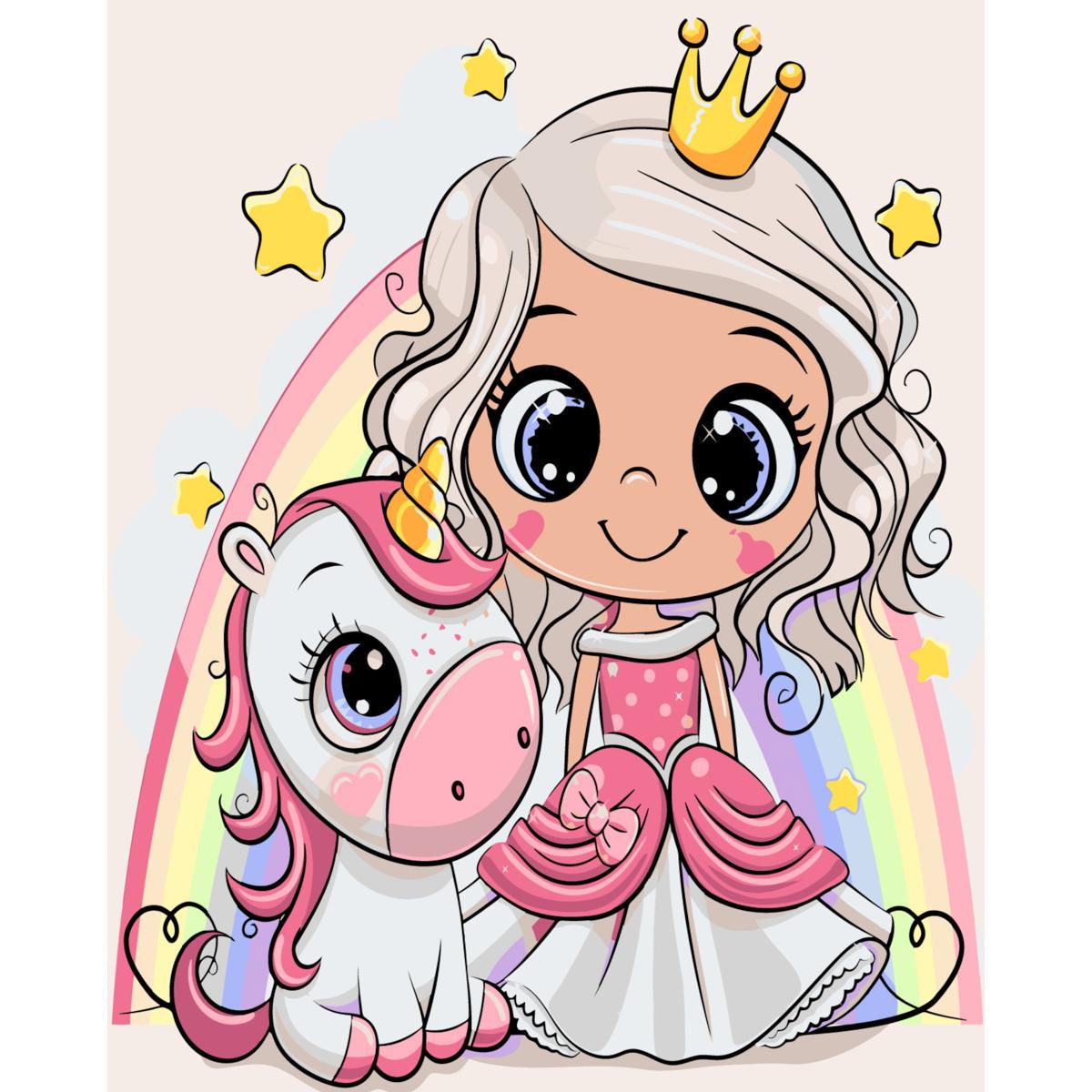 Картина по номерам Strateg Премиум Принцесса с единорогом 30x40 см (SS-6441)