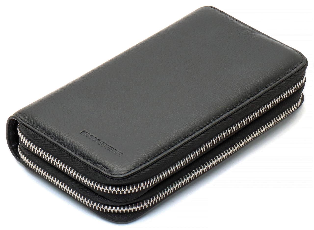 Кошелек-клатч мужской Marco Coverna на две молнии из натуральной кожи Черный (MC-801)