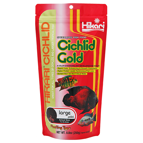 Корм Hikari Cichlid Gold для улучшения цвета молодых цихлид 8-15 см S 3,2-3,7 мм гранулы 250 г (04228)