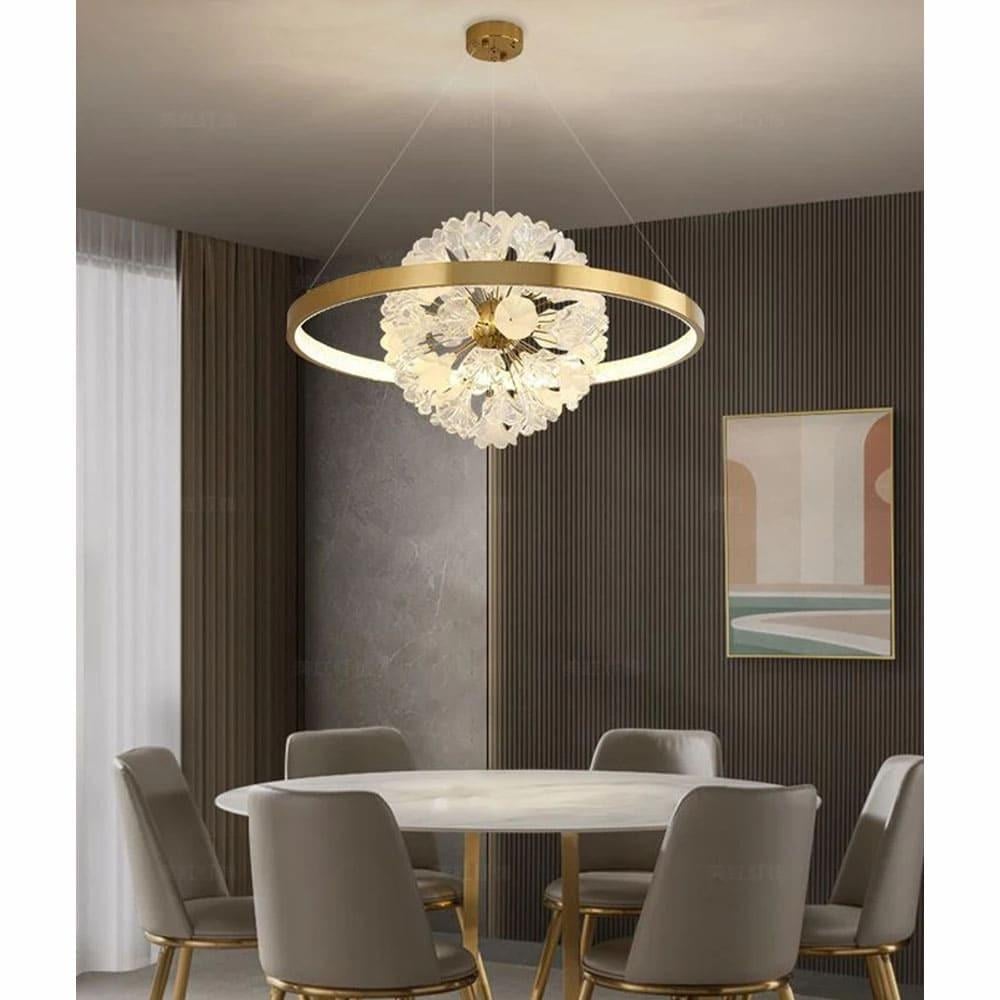 Люстра у флористичних мотивах з декоративними квітками Ø 80 см Золотий (D9002-800)