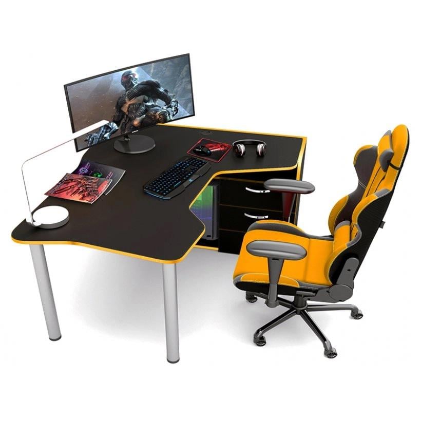Стол геймерский CNC Mebli ХGamer KING угловой Black/Yellow