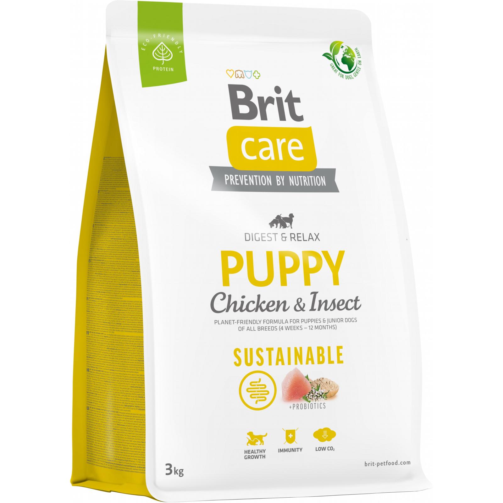 Корм сухий з куркою та комахами Brit Care Dog Sustainable Puppy для цуценят 3 кг (8595602558636)