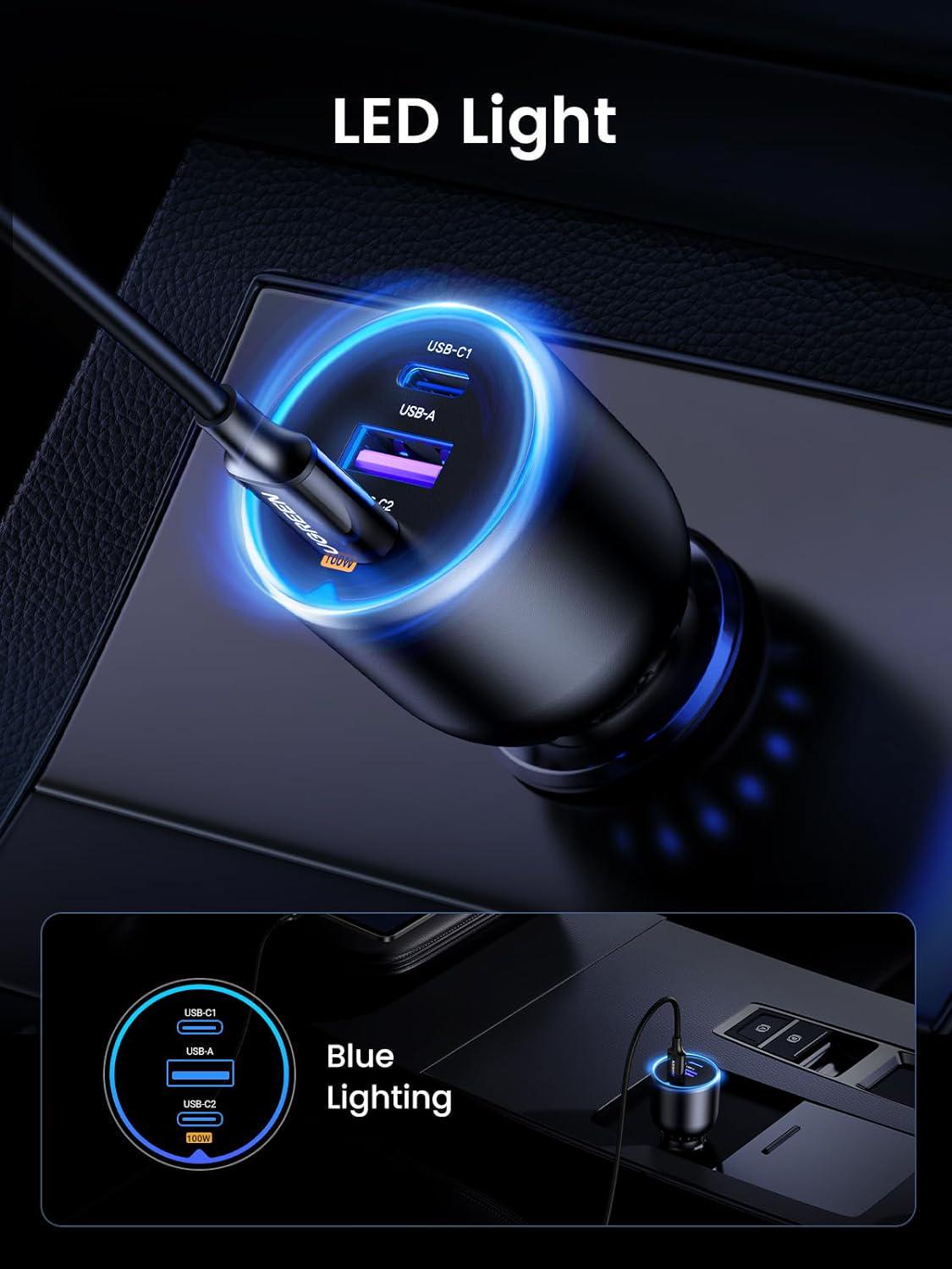 Зарядний пристрій автомобільний UGREEN 130 Вт Type-C/Type-C/USB PD3.0/QC4.0/PPS швидка зарядка Сірий (35025) - фото 4 Зарядний пристрій автомобільний UGREEN 130 Вт Type-C/Type-C/USB PD3.0/QC4.0/PPS швидка зарядка Сірий (35025) - фото 4