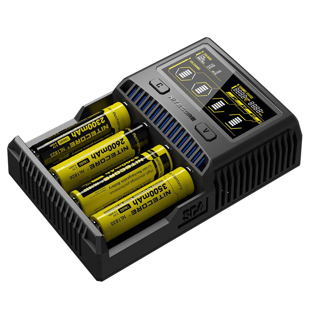 Зарядний пристрій універсальний Nitecore SC4 Ni-Cd/Ni-Mh/Li-Ion/IMR/LiFePO4 3,6-4,35V/3A LCD display 220/12V (25994135) - фото 3
