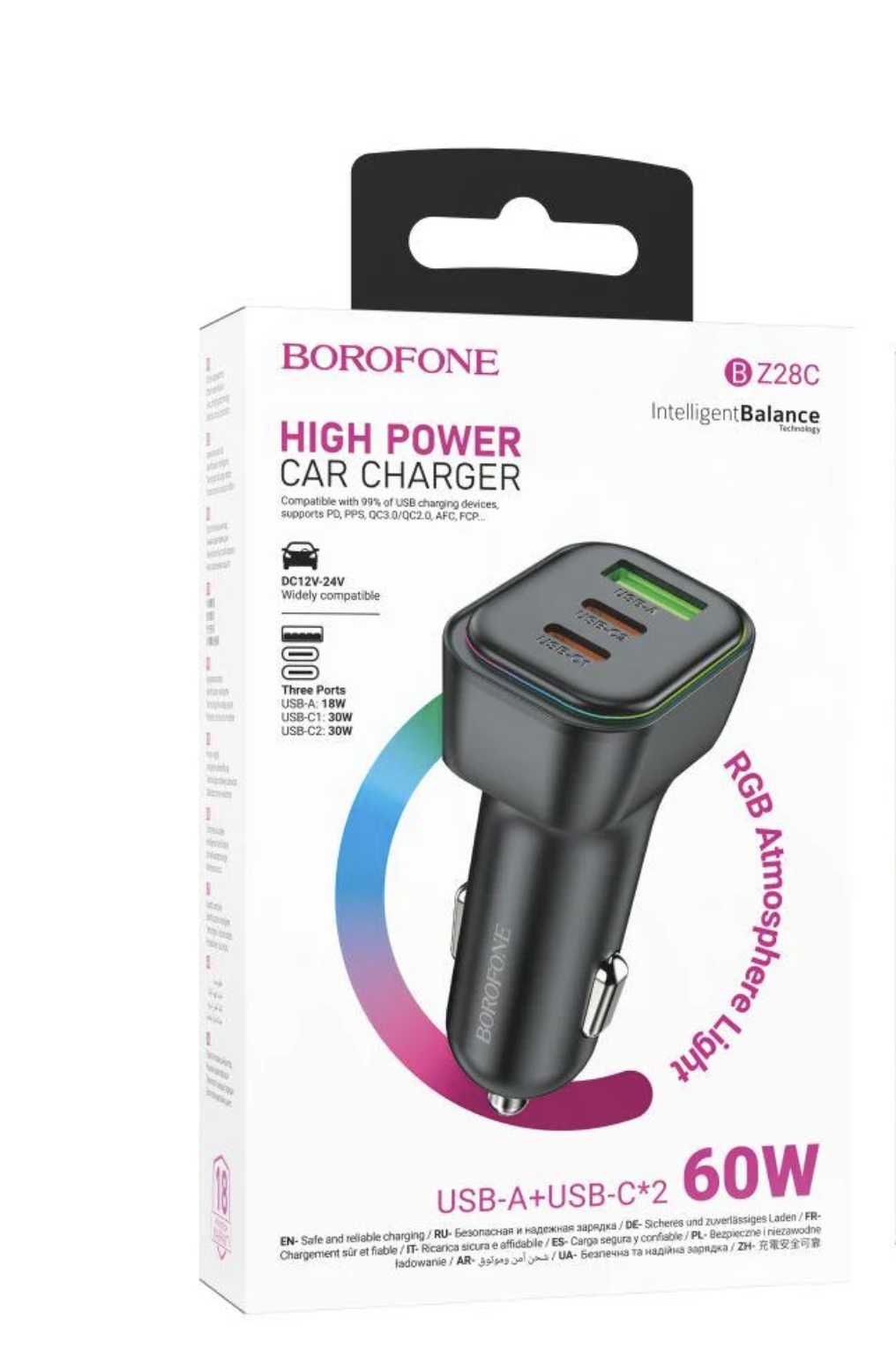Зарядний пристрій автомобільний Borofone BZ28C 1USB/2USB-C QC/PD 60W (28172267)
