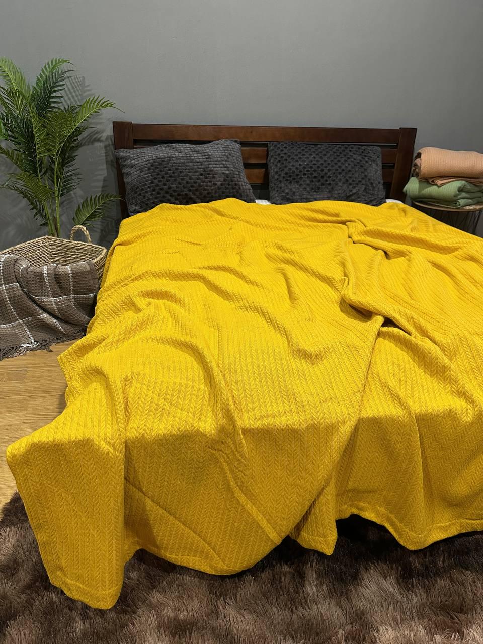 Покрывало-плед Косичка хлопковое евро 220х240 см Золотистый (23982802) - фото 2