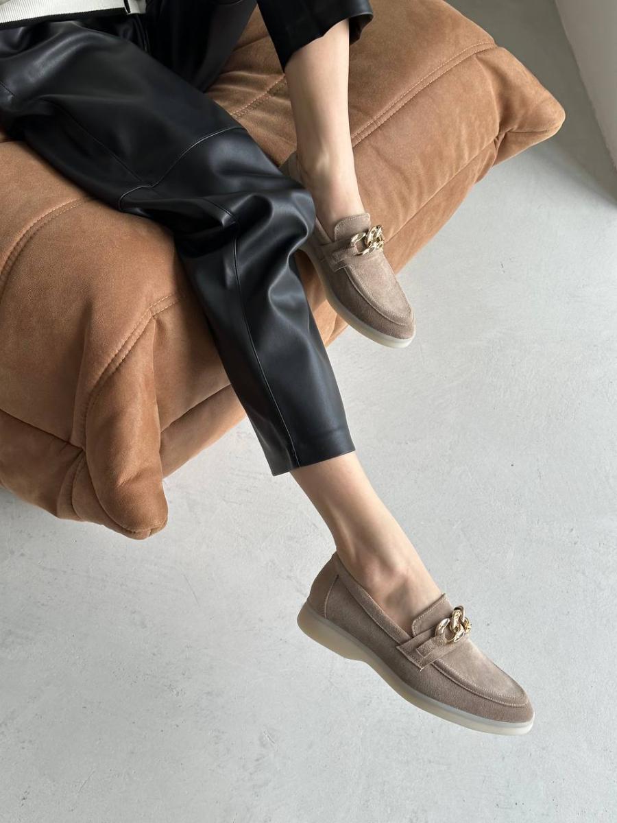 Лоферы женские замшевые на низком ходу р. 41 Песочный (8518-2/41) - фото 2