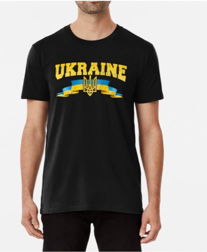 Футболка мужская патриотическая Stedman с принтом Ukraine лента герб M Черный (УКР180-1656601556)
