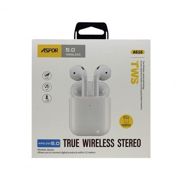 Навушники бездротові Aspor A616 2rd generation Білий (1858272594)