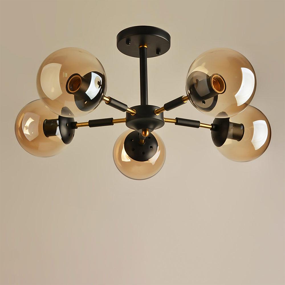 Люстра потолочная Lighthouse SRS-19387/5A BK+COPPER Черный/Медный/Медовый