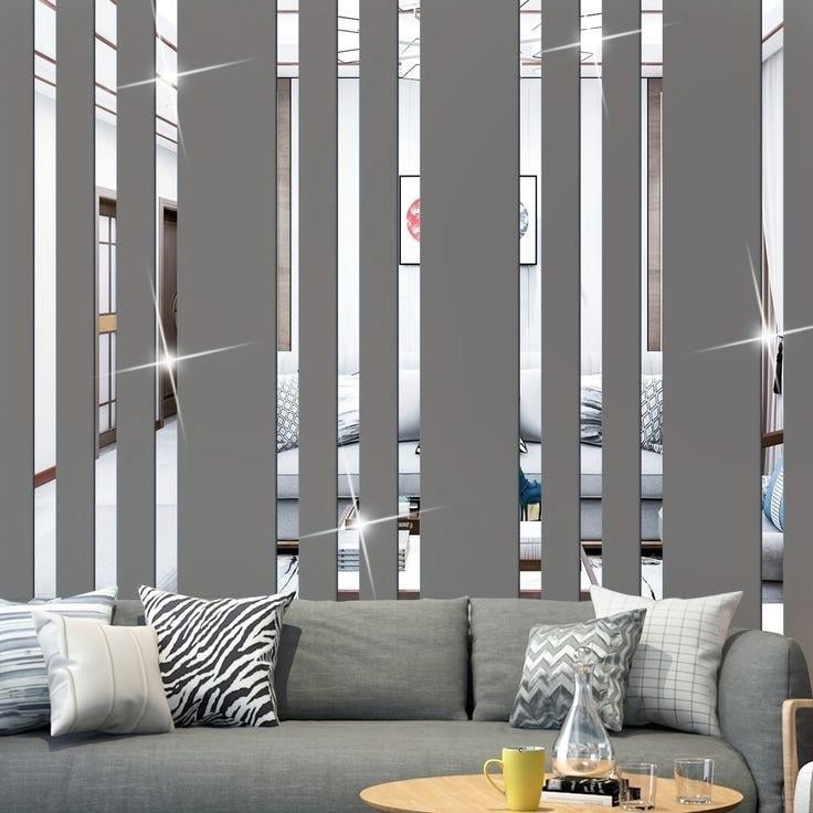 Наклейка интерьерная зеркальная Молдинг-30 на стену 3х240 см 3 шт. Серебряный (21994136)