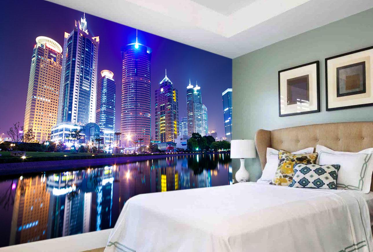 Фотообои флизелиновые в спальню Ночной город 3D 100х100 см (2212)