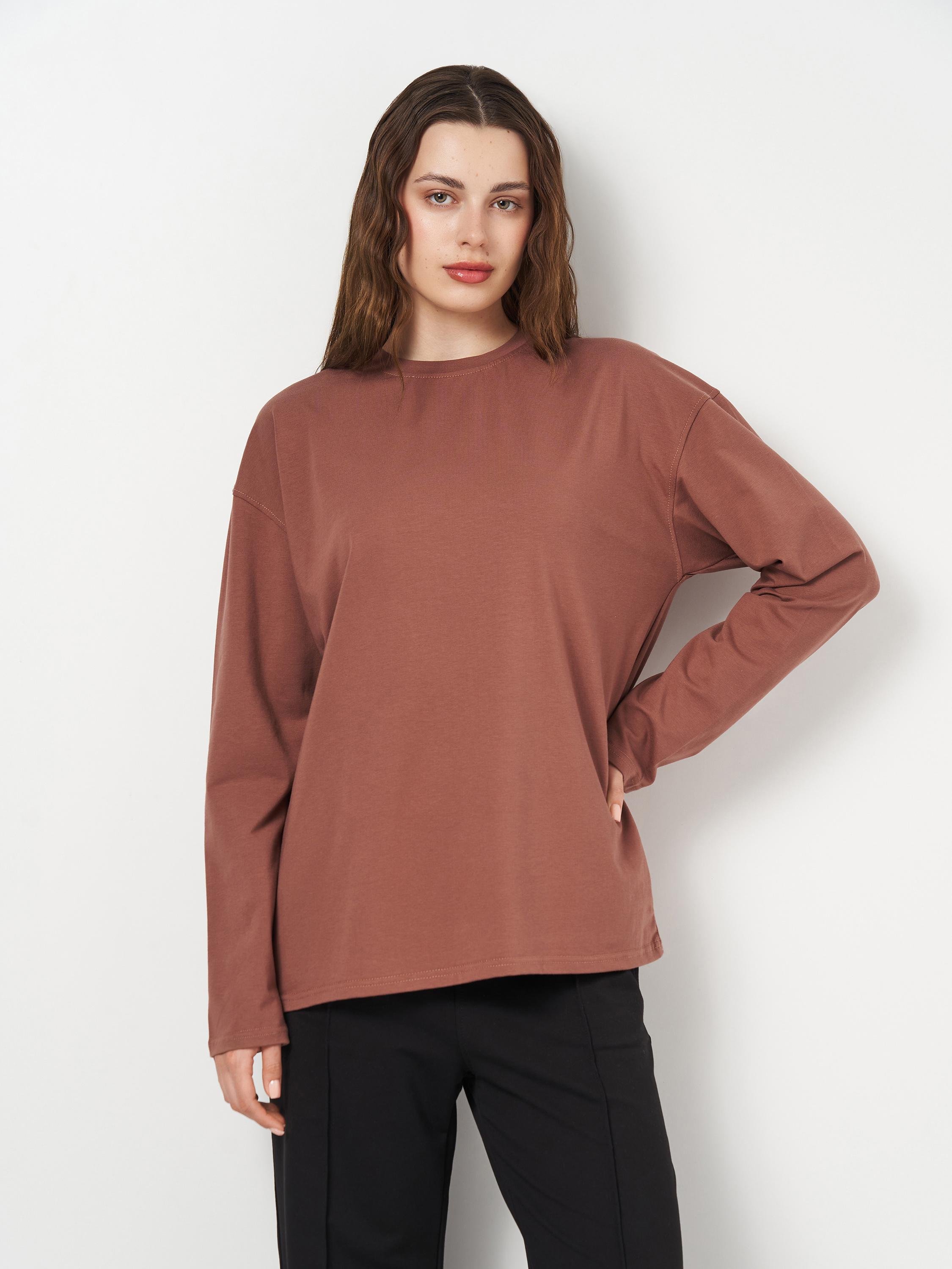 Лонгслів жіночий Hibrand оверсайз Капучино (Wm157) Лонгслів жіночий Hibrand оверсайз Капучино (Wm157)