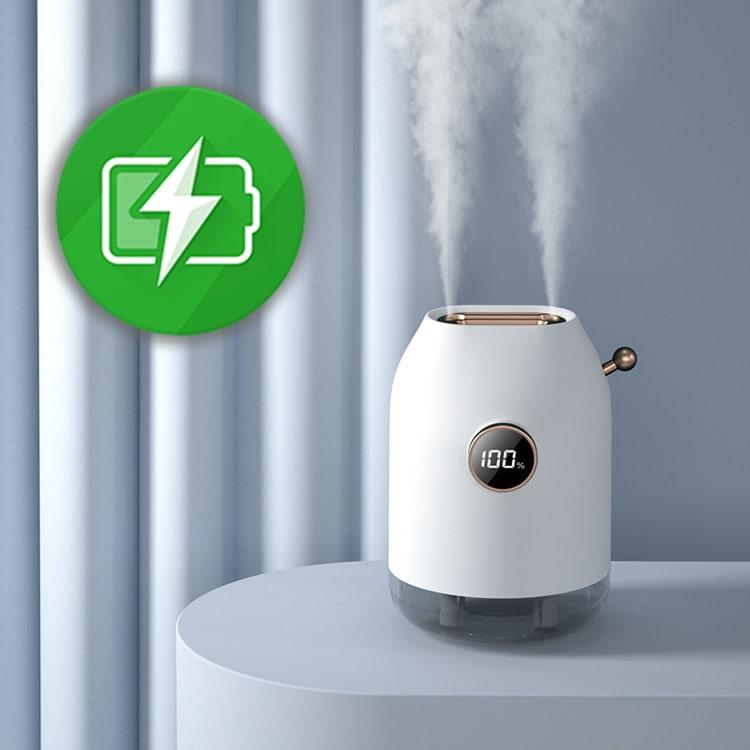 Зволожувач повітря ультразвуковий Alfey-101 з подвійним розпиленням c акумулятором 500 мл Білий (MJM-01K-usb-white) - фото 2