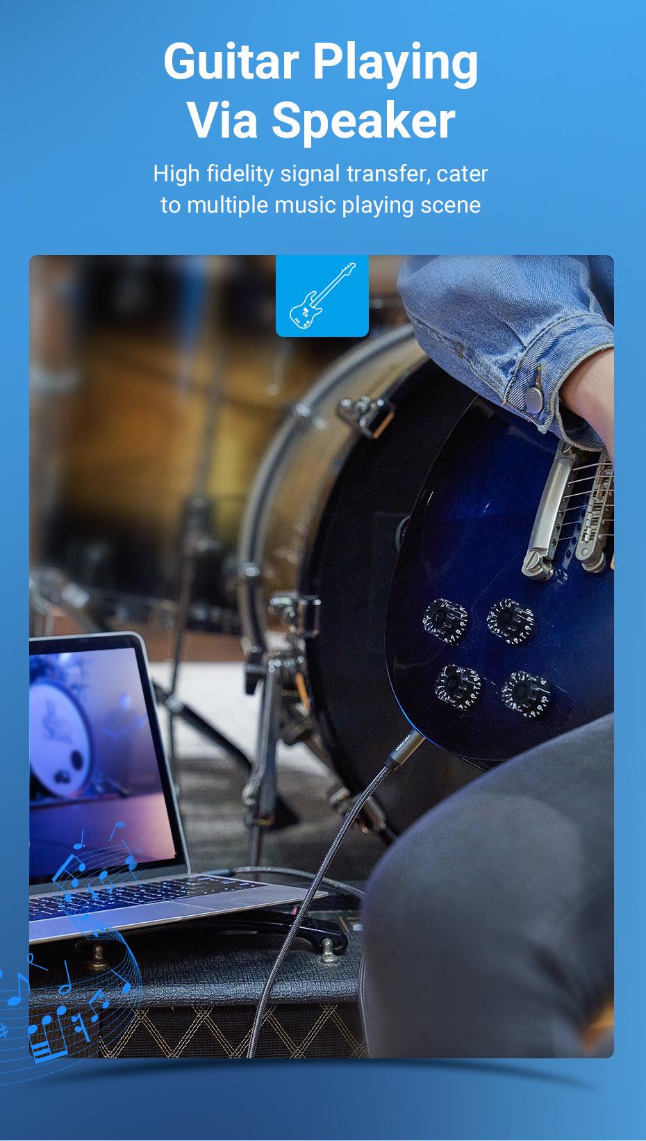 Кабель Vention 6.5 мм Jack-3.5 мм minijack HiFi стерео AUX на 6.35 мм нейлонове обплетення TRS 5 м Чорний (BAUHJ) - фото 7 Кабель Vention 6.5 мм Jack-3.5 мм minijack HiFi стерео AUX на 6.35 мм нейлонове обплетення TRS 5 м Чорний (BAUHJ) - фото 7