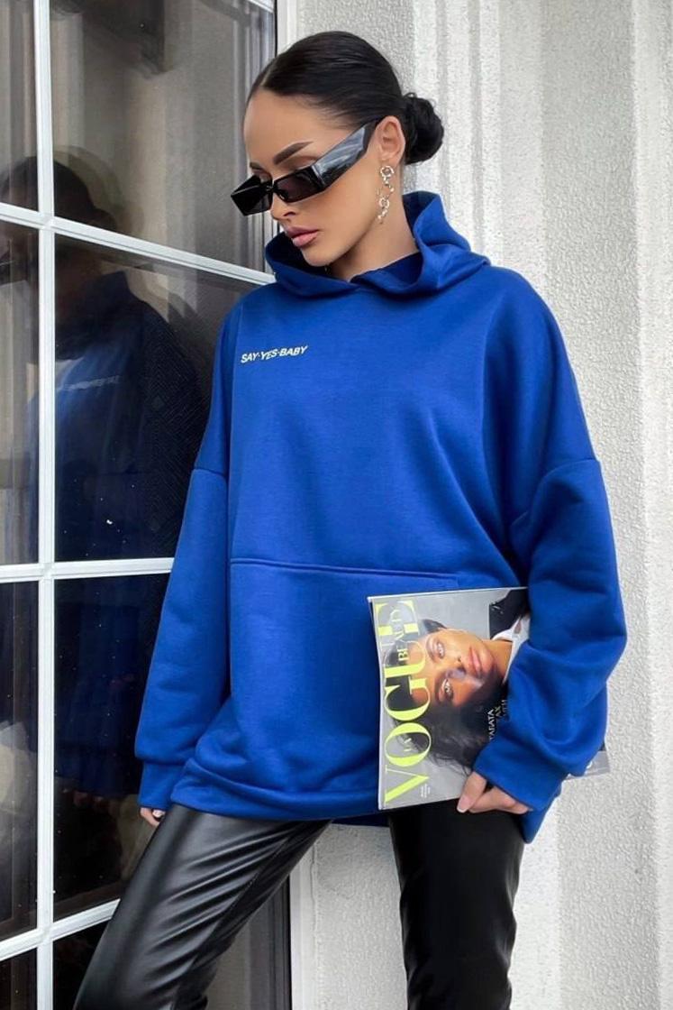 Худи женское трикотажное S-L электрик (169031)