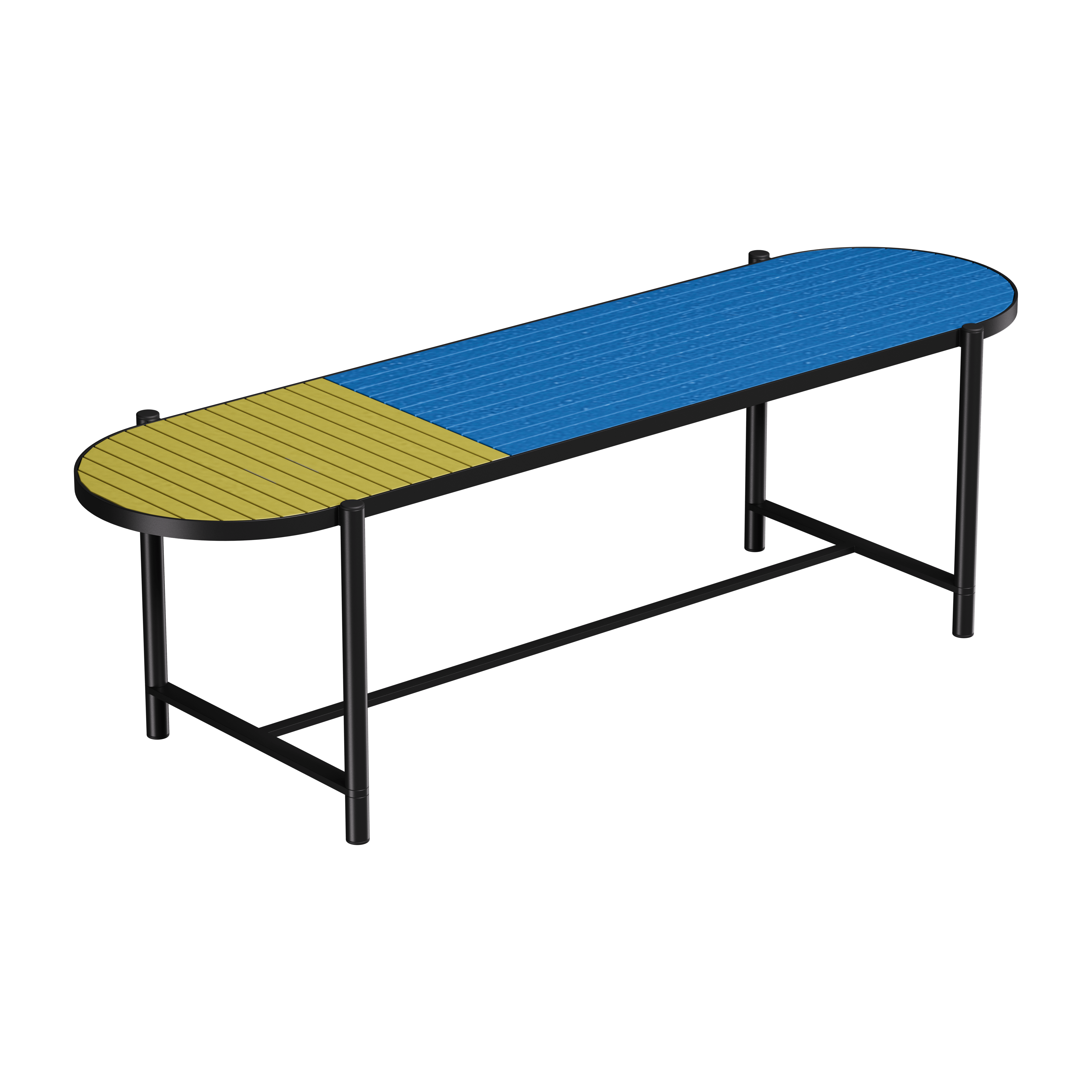 Лавка овальна Recast Plastic 150х45х40 см Синьо-жовтий (WB1000)