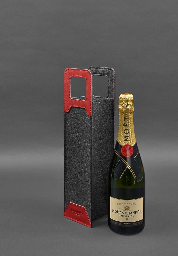 Чохол для вина 1.0 із фетру зі шкіряними вставками Краст Червоний (A-027937) - фото 4 Чохол для вина 1.0 із фетру зі шкіряними вставками Краст Червоний (A-027937) - фото 4