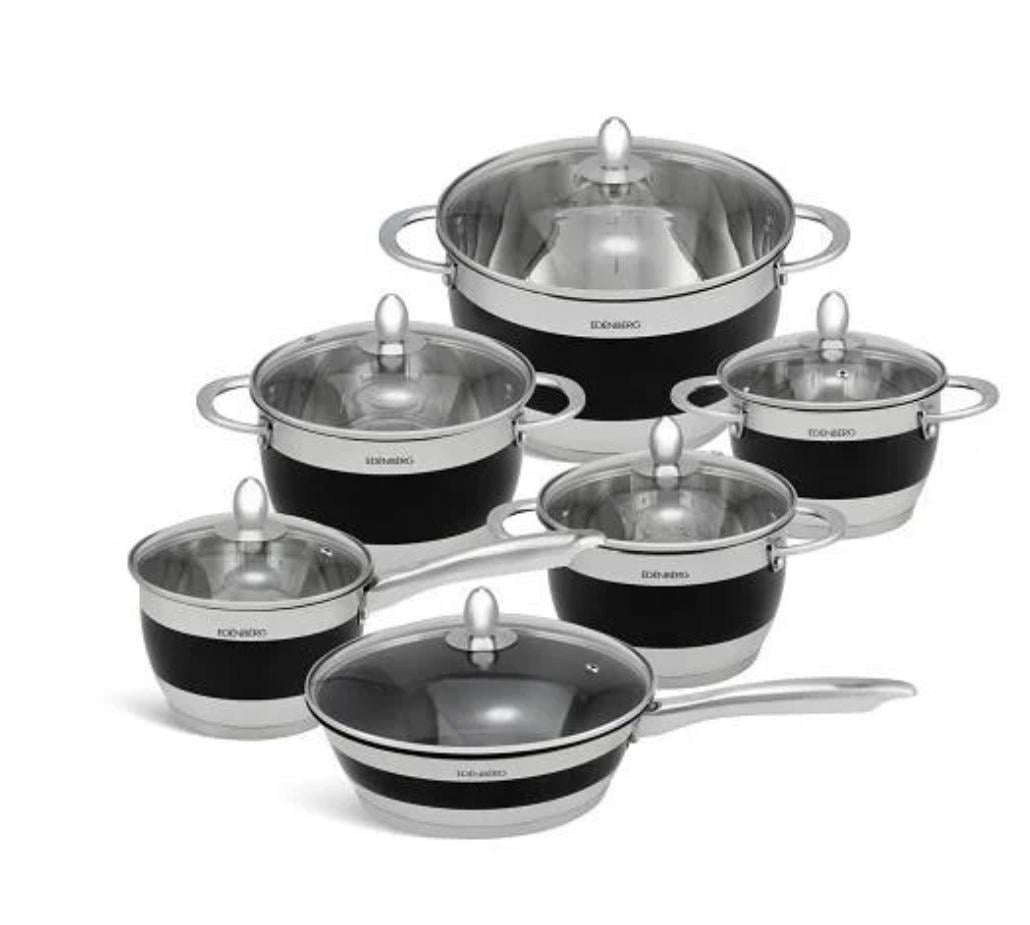 Набір каструль Edenberg 12 предметів з нержавіючої сталі (EB-4049)