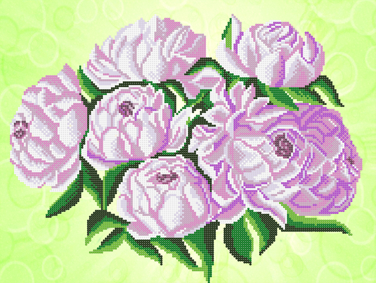 Схема для вышивки бисером Сиреневые пионы (1504417763)