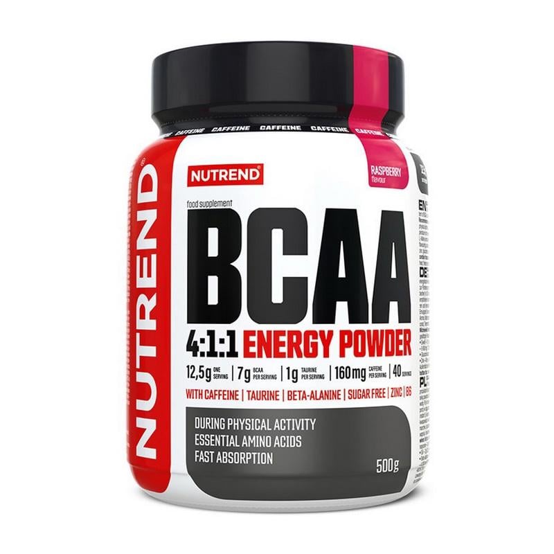 Аминокислоты с кофеином и бета-аланином NUTREND BCAA 4:1:1 Energy Powder 500 г Малина