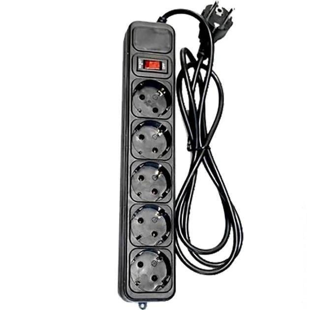 Подовжувач мережевий GREELITE на 5 розеток з вимикачем 1,8 м Чорний (MX-00006982A)