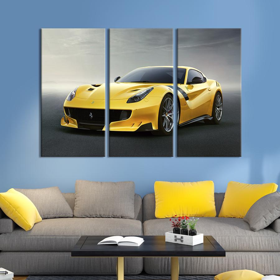 Картина на полотні триптих Спортивний автомобіль Ferrari 78x48 см (1316-31)