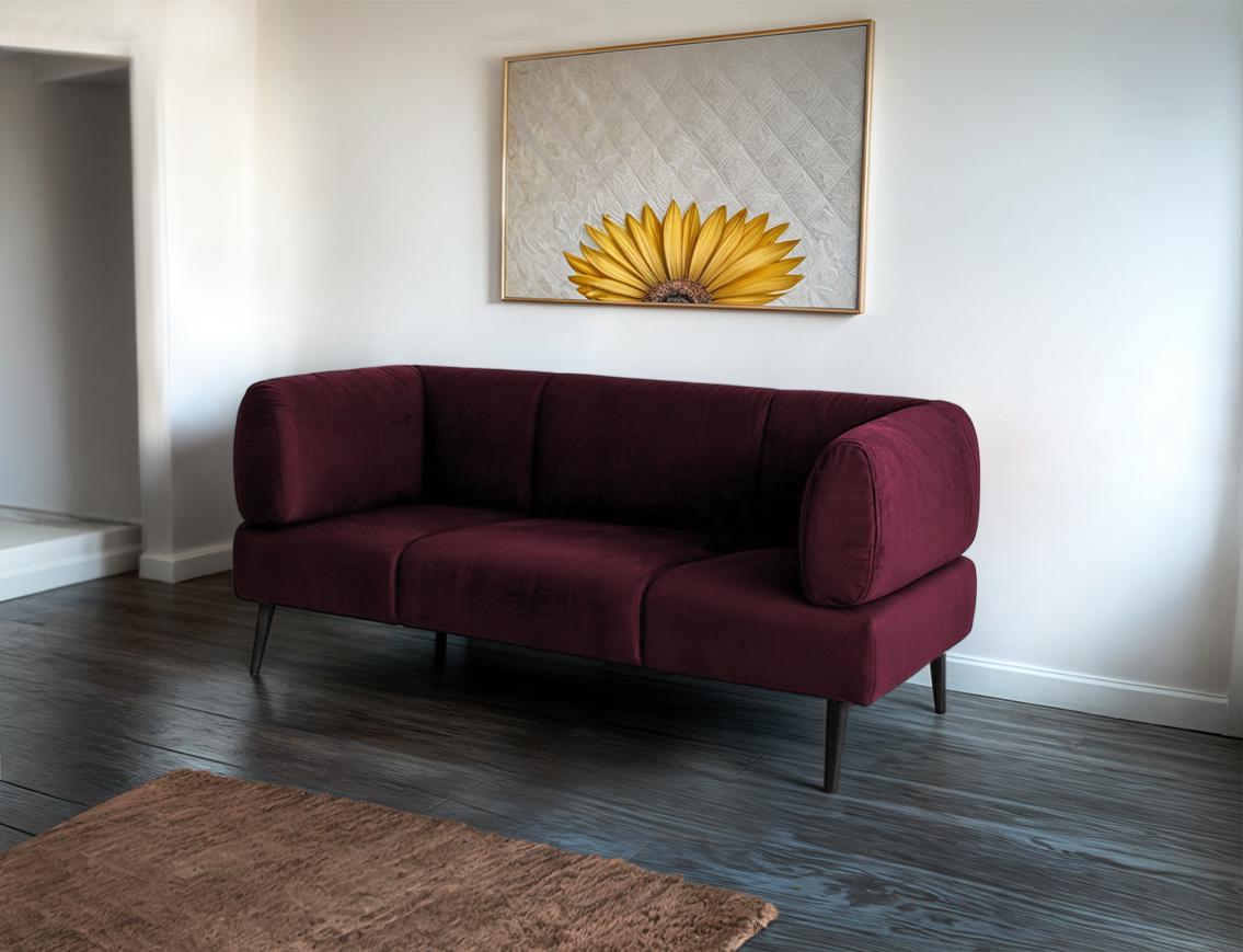 Диван з підлокітниками Tobi Sho Бенно-1 офісний з конусною ногою 1500х720х750 мм велюр Emilia 69 Bordo - фото 3