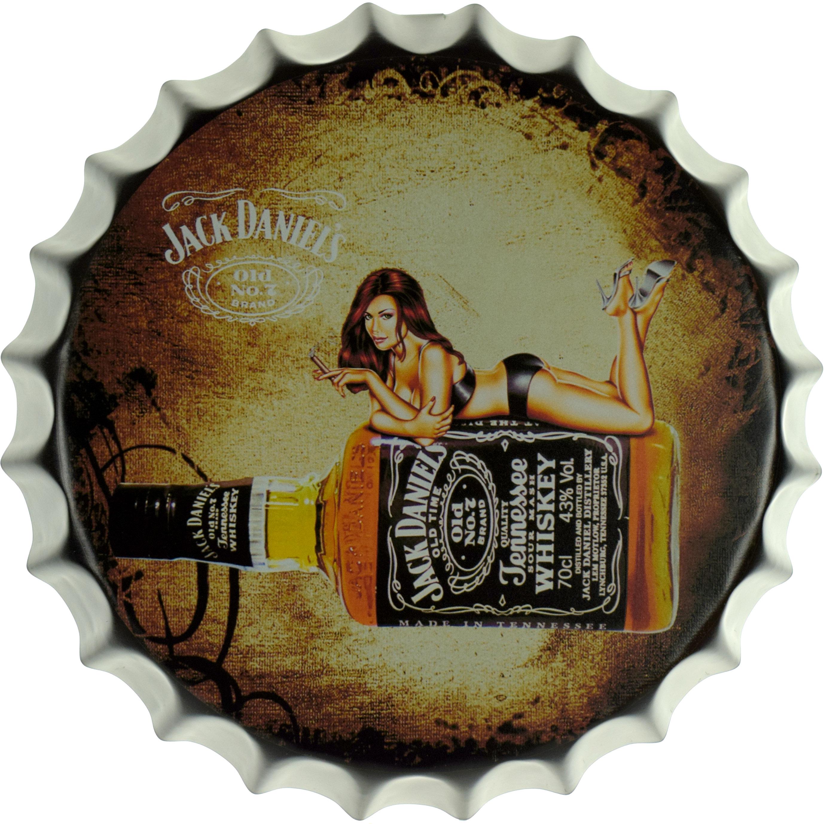 Табличка металлическая Jack Daniel's Pin Up крышка 35 см