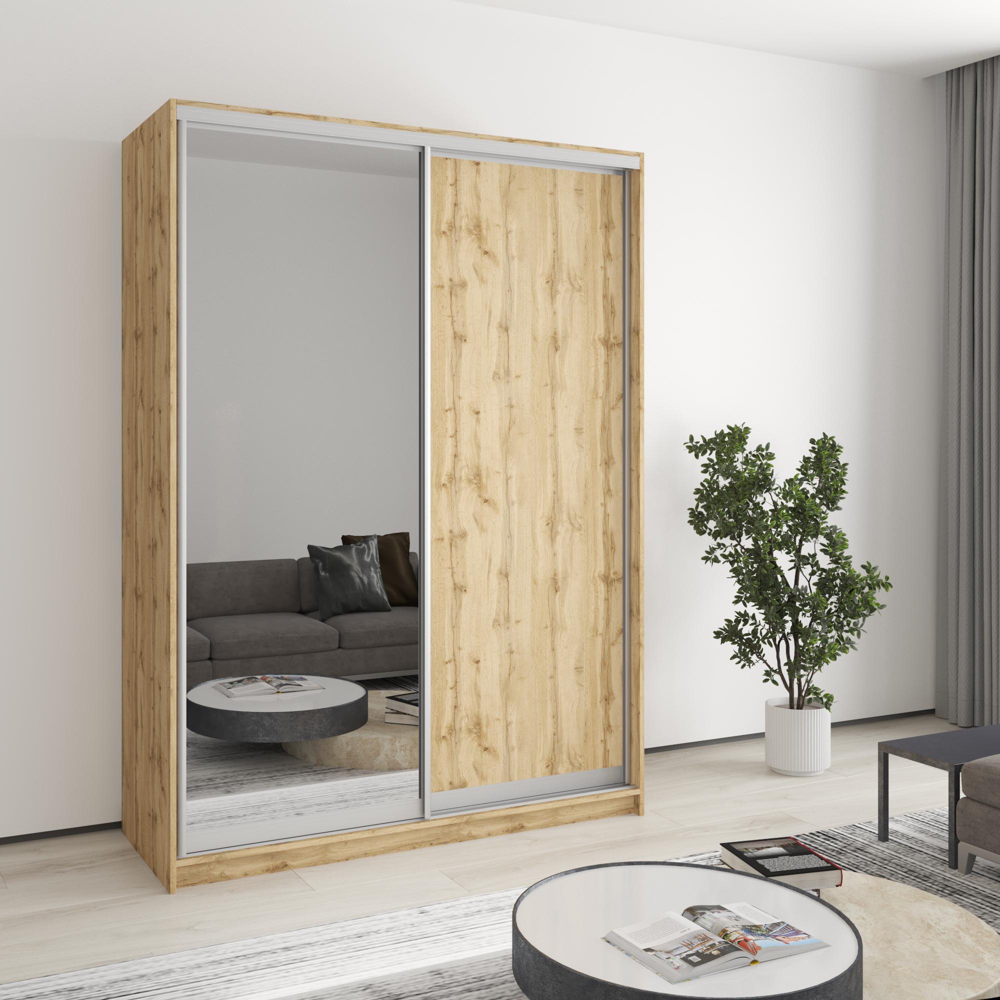 Шкаф-купе двухдверный MebelStar Стандарт AL ДСП/зеркало 150x45x210 см Дуб тахо (MBS-3464)