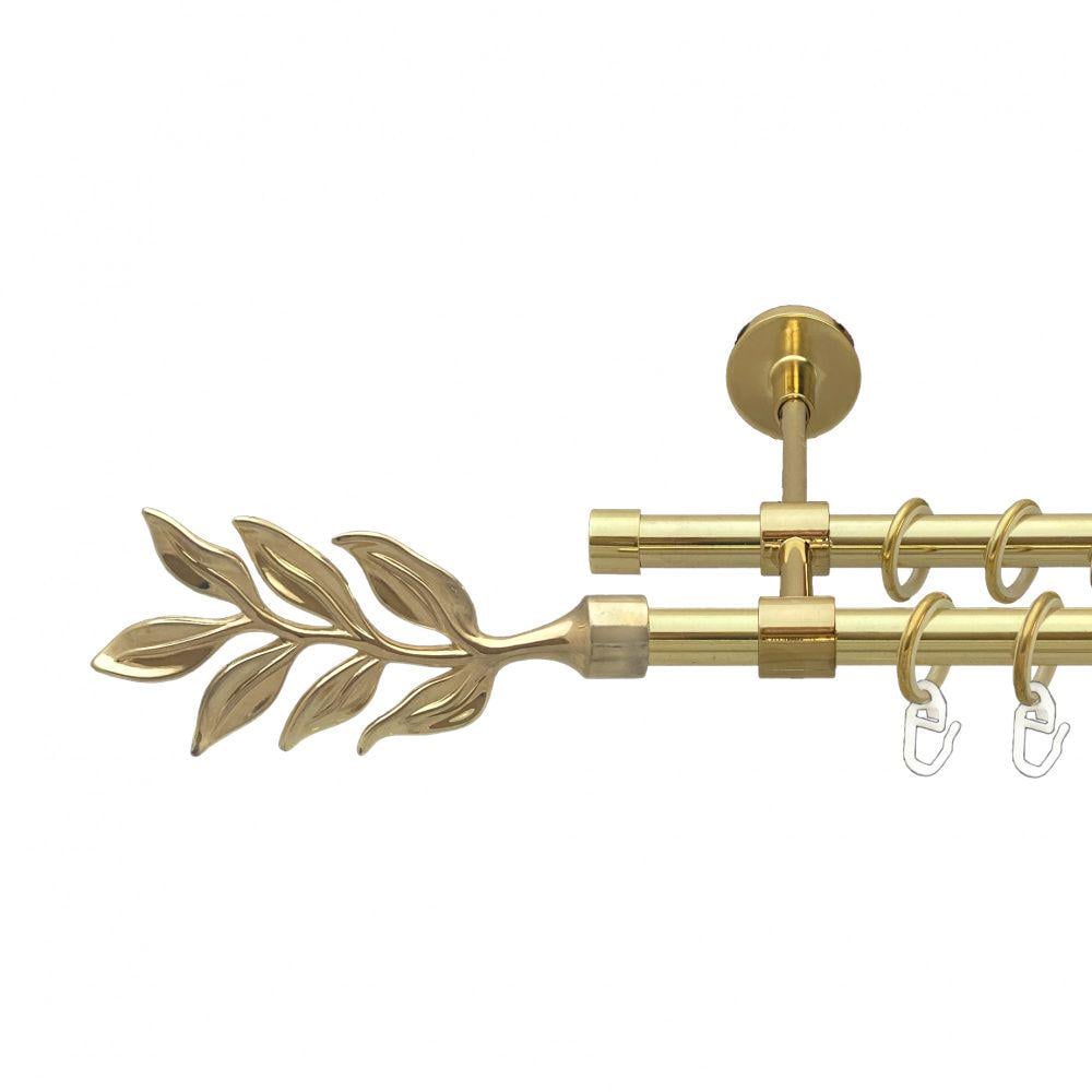 Карниз металлический Orvit Лавр двухрядный закрытый/гладкая труба/кольцо металлическое Золото 16/16 мм 300 см (00-00014522)