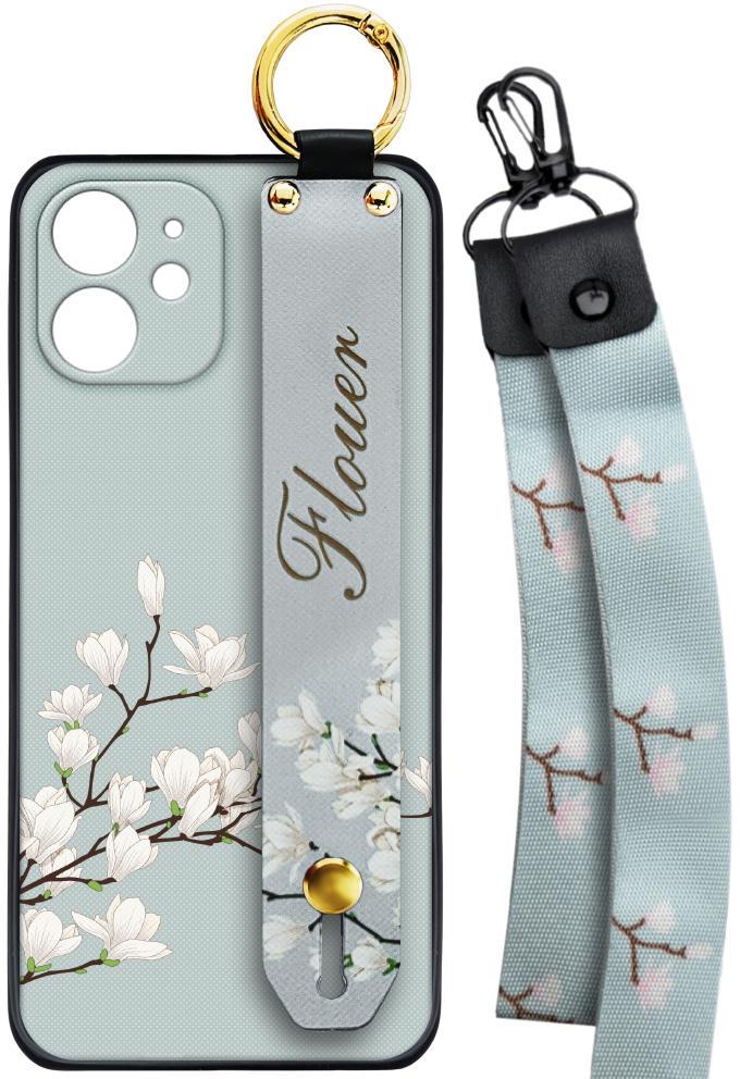 Чехол SHLab для iPhone 11 Flower White + два ремешка с карабином (25663)