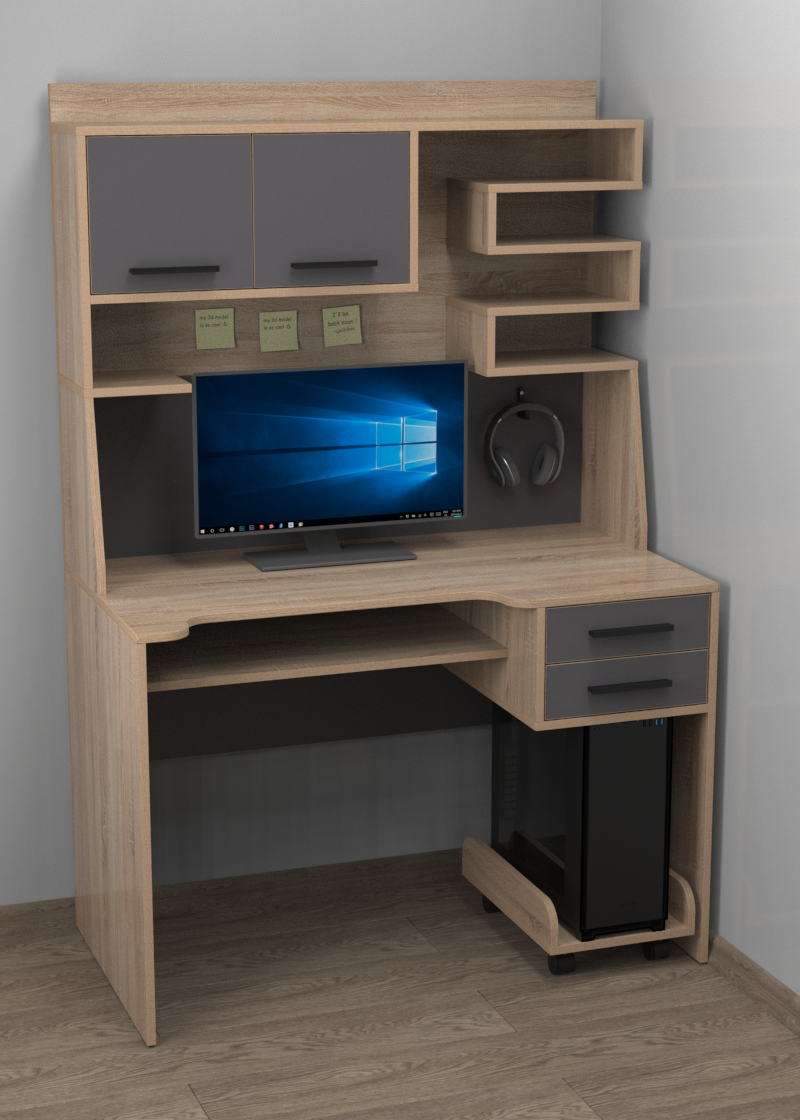 Комп'ютерний стіл Тіса-меблі Стиль-6 165х110х60 см Дуб сонома/Графіт - фото 3 Комп'ютерний стіл Тіса-меблі Стиль-6 165х110х60 см Дуб сонома/Графіт - фото 3