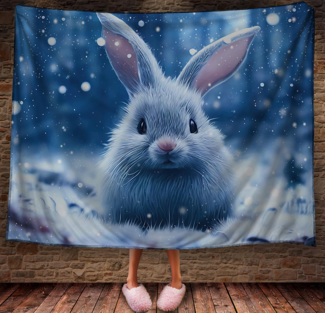 Плед с 3D принтом 28 Кролик в зимнем сказочном лесу 150х200 см (epi_1840)