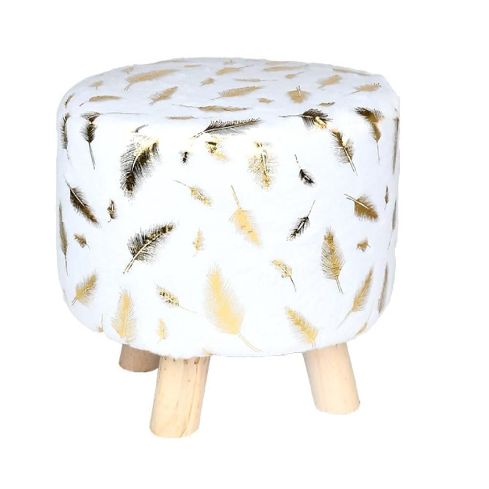 Пуф Stenson Plush фланелевый с деревом 28х30 см Белый (R33441)