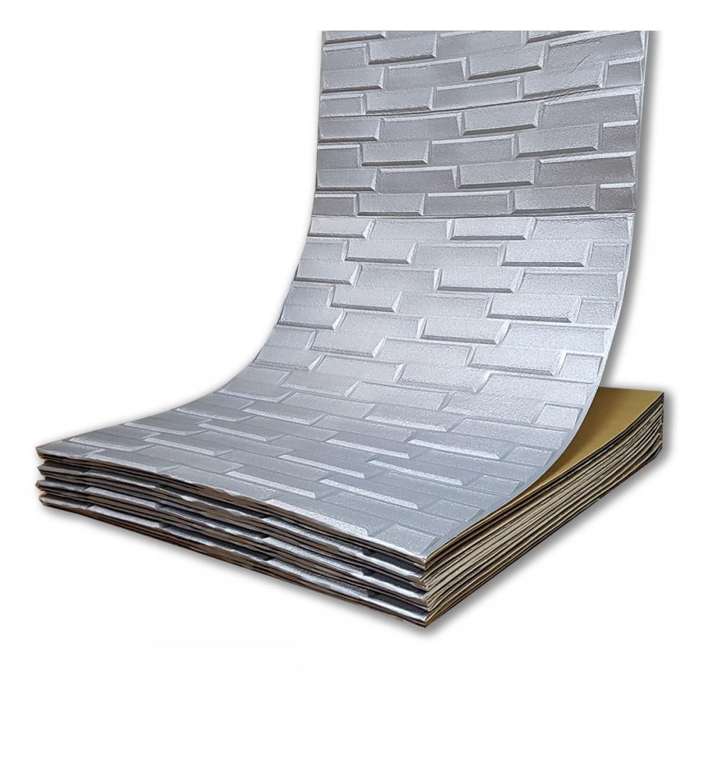 3D-панель декоративная самоклеющаяся Кладка в рулоне 3080x700x5 мм Серый